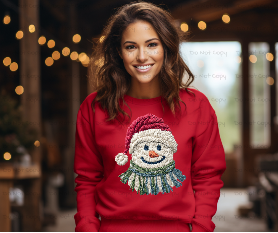 Snowman-Faux Yarn-DTF Transfer Print(Only) Ready To Press