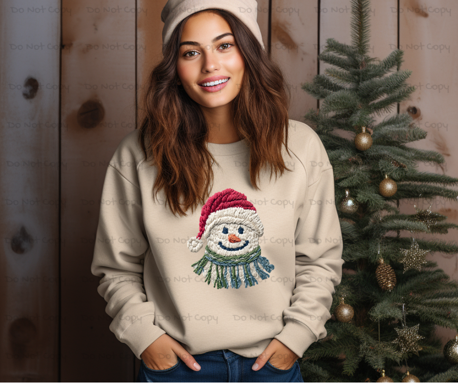 Snowman-Faux Yarn-DTF Transfer Print(Only) Ready To Press