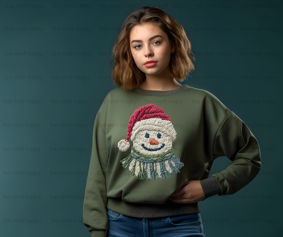 Snowman-Faux Yarn-DTF Transfer Print(Only) Ready To Press