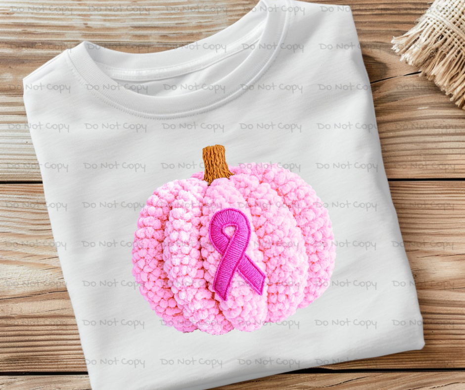 Breast Cancer Awareness Pumpkin Yarn-like- DTF Transfer Print- Ready To Press