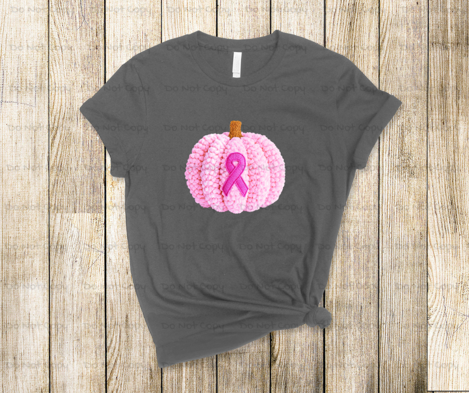 Breast Cancer Awareness Pumpkin Yarn-like- DTF Transfer Print- Ready To Press
