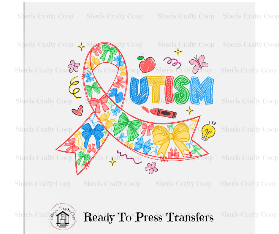 Autism Educational Ribbon- DTF Transfer Print-Ready To Press