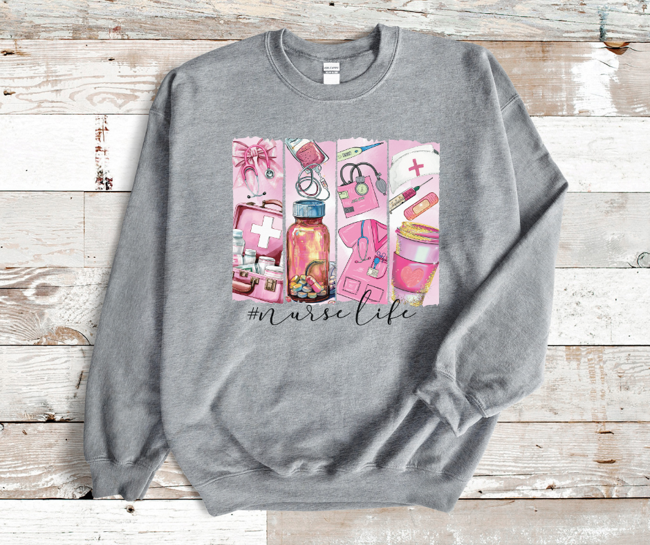 Nurse Life Pink Brushstroke- Nurse DTF Transfer Print- Ready To Press