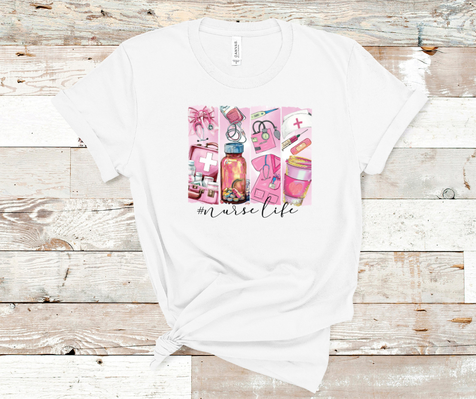 Nurse Life Pink Brushstroke- Nurse DTF Transfer Print- Ready To Press