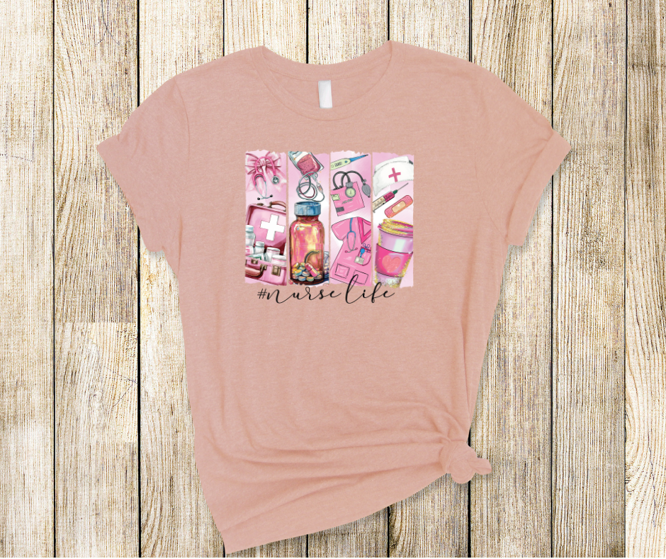 Nurse Life Pink Brushstroke- Nurse DTF Transfer Print- Ready To Press