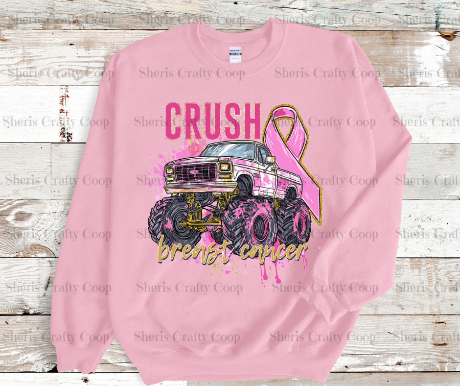 Crush Cancer Monster Truck- DTF Transfer Print- Ready To Press