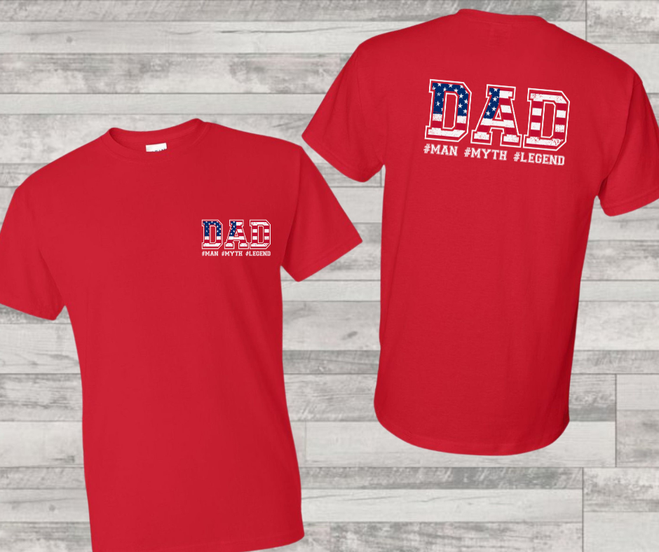 Dad-Red White & Blue- Man Myth Legend DTF Transfer Print Ready To Press