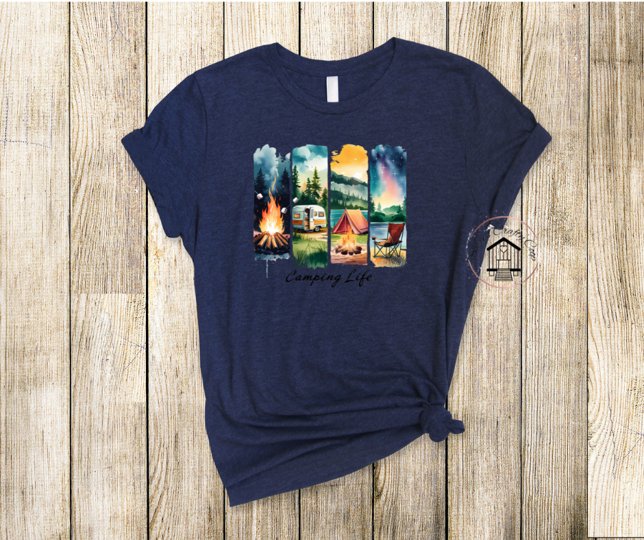 Camping Life Brushstroke- DTF Transfer Print- Ready To Press
