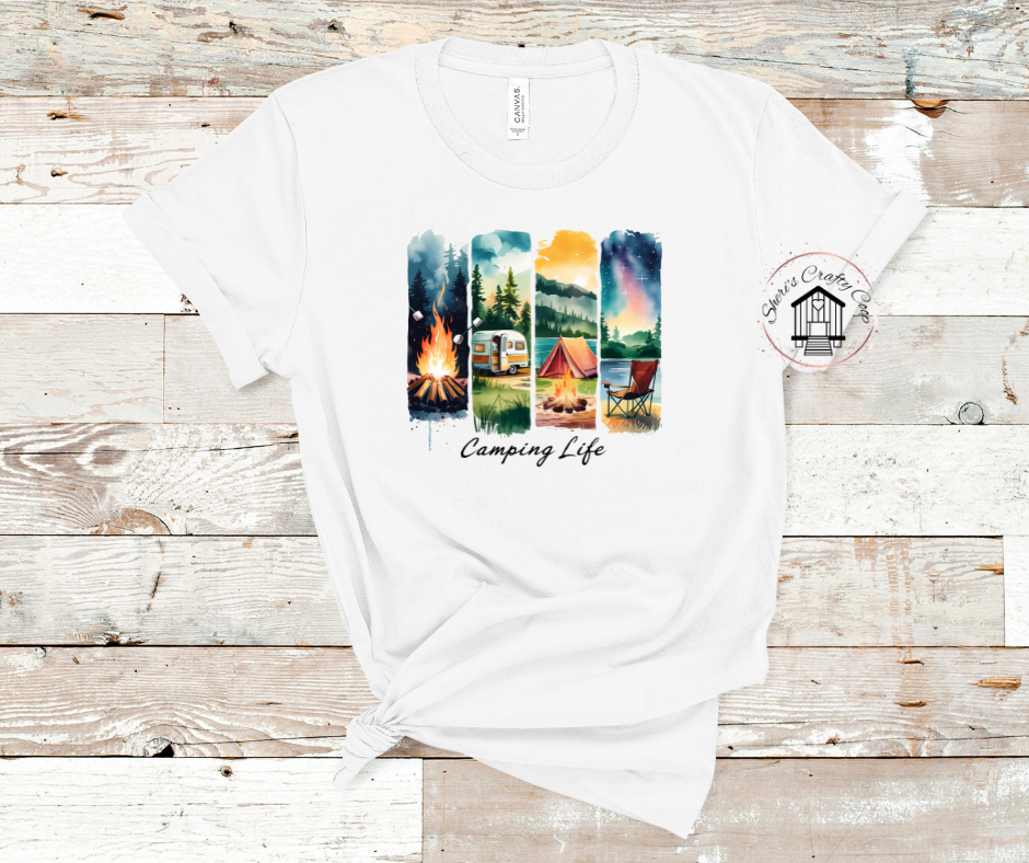 Camping Life Brushstroke- DTF Transfer Print- Ready To Press