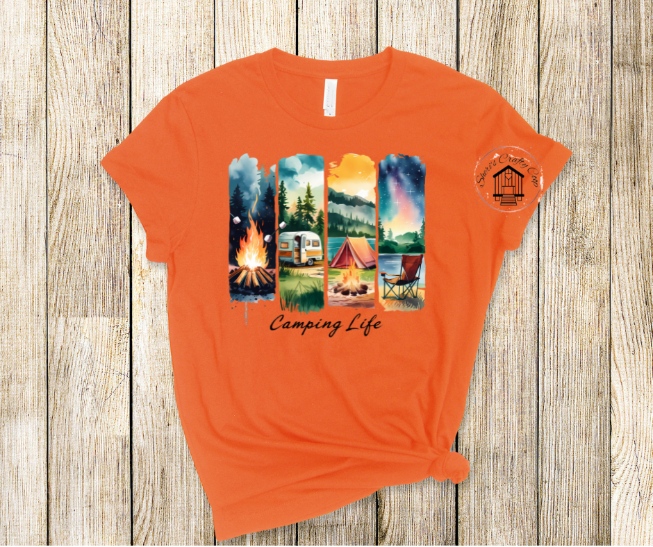 Camping Life Brushstroke- DTF Transfer Print- Ready To Press