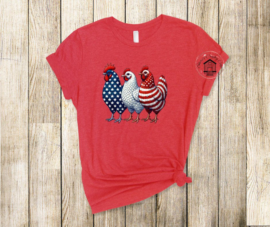 Patriotic Chickens 2025- Patriotic DTF Transfer Print- Ready To Press