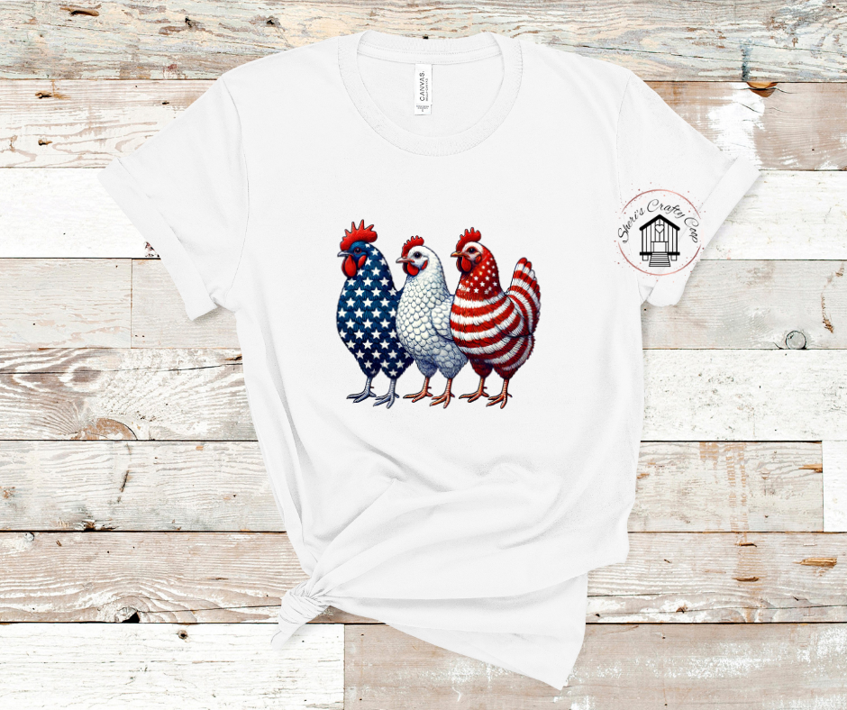 Patriotic Chickens 2025- Patriotic DTF Transfer Print- Ready To Press