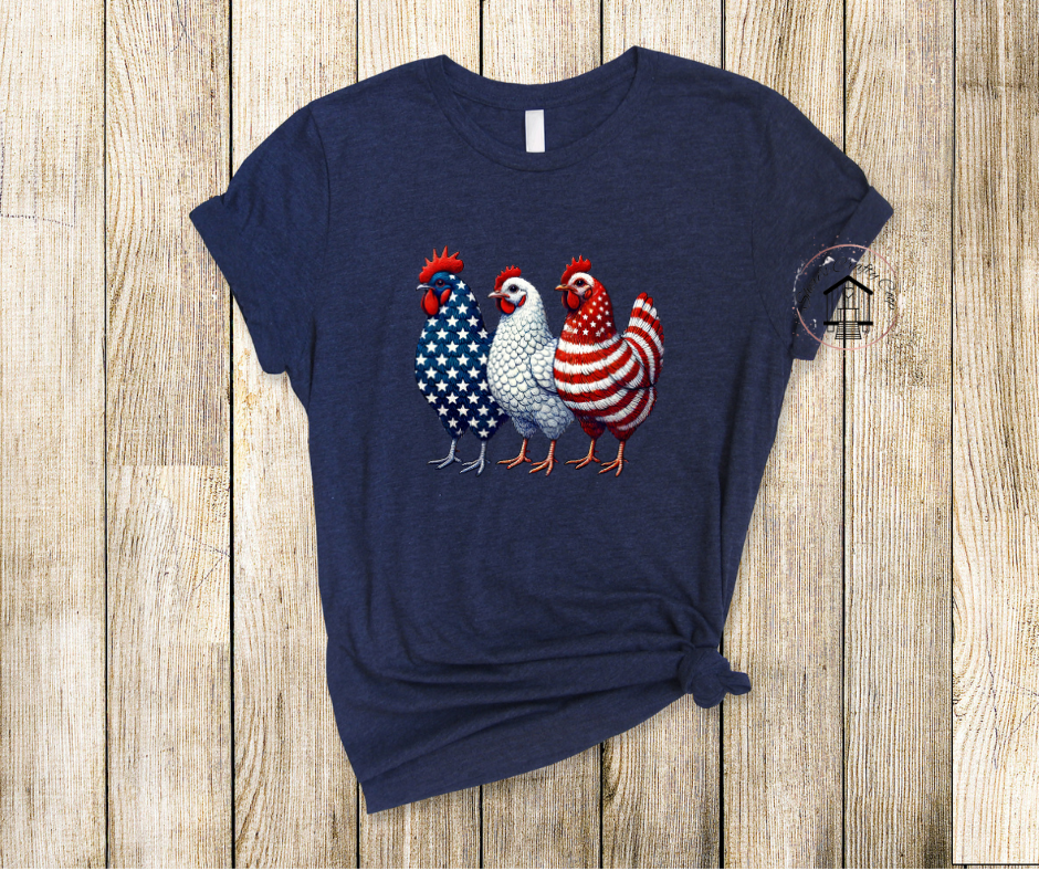 Patriotic Chickens 2025- Patriotic DTF Transfer Print- Ready To Press