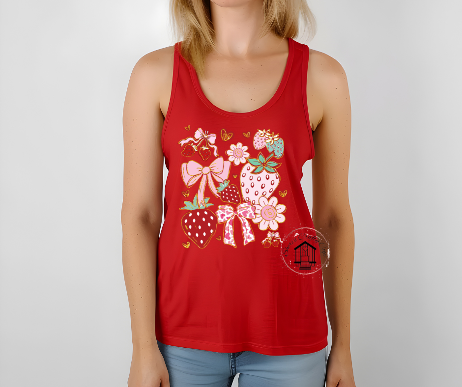 Summer Strawberries- DTF Transfer Print- Ready To Press