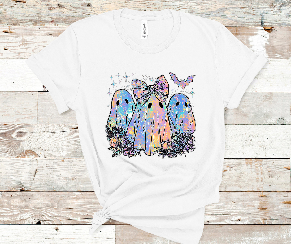Spooky Iridescent Ghost-Cute Ghost Halloween DTF Transfer Print- Ready To Press