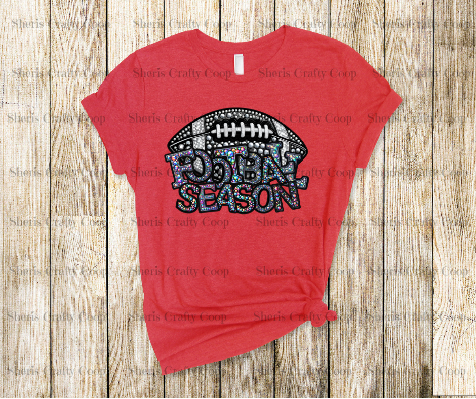 Football Season Rhinestsone Look- DTF Transfer Print- Ready To Press