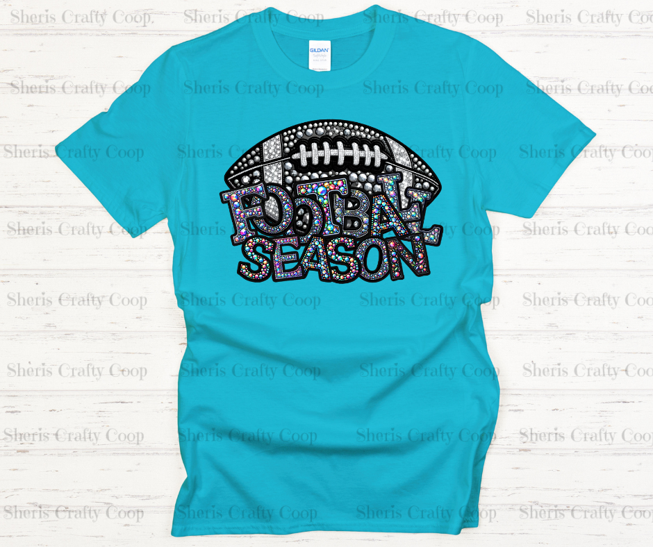 Football Season Rhinestsone Look- DTF Transfer Print- Ready To Press
