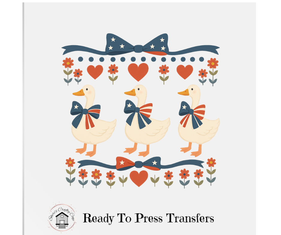 Vintage Geese Fourth Of July- DTF Transfer Print- Ready To Press