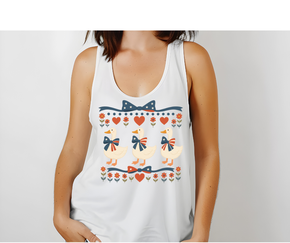 Vintage Geese Fourth Of July- DTF Transfer Print- Ready To Press