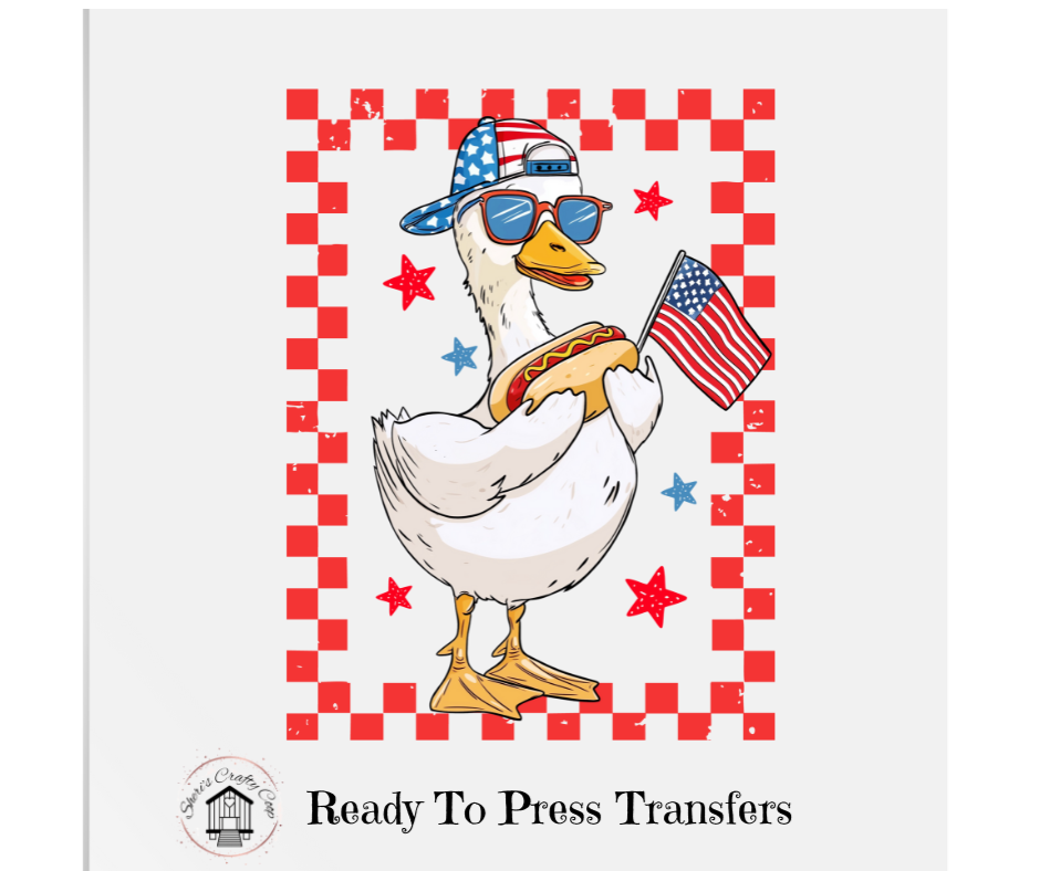 Patriotic Goose With Food- DTF Transfer Print- Ready To Press