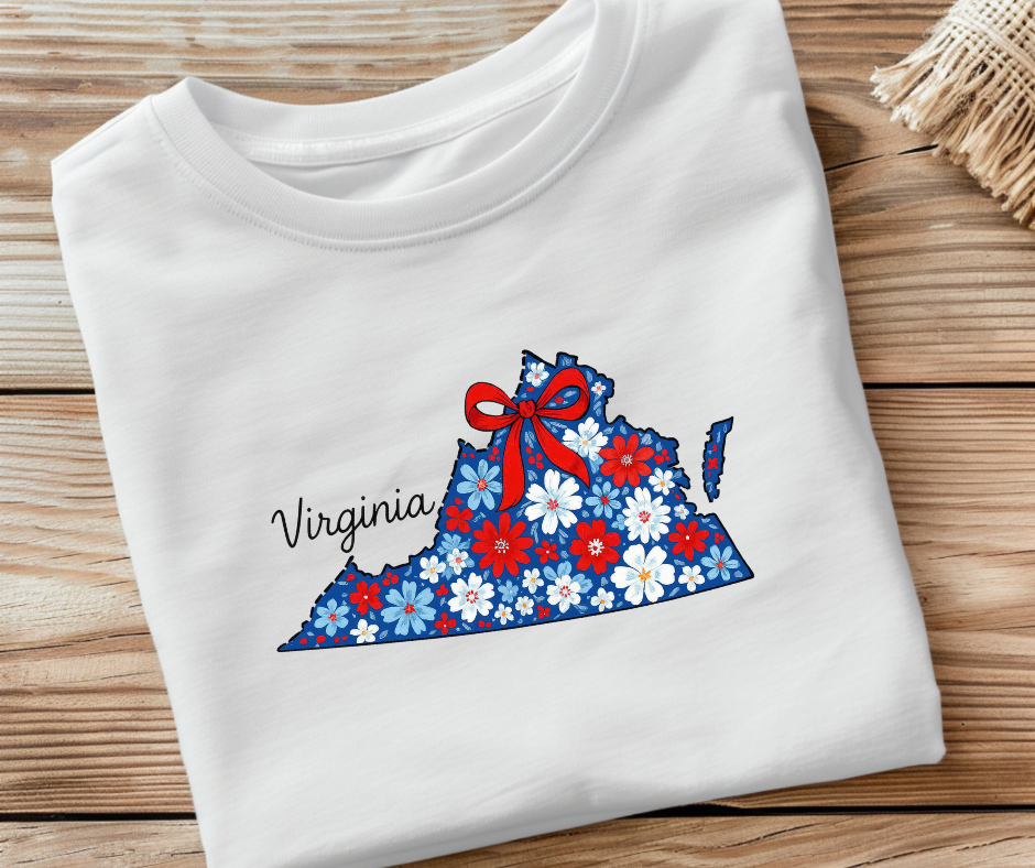 Virginia Floral State - DTF Transfer Print- Ready To Press
