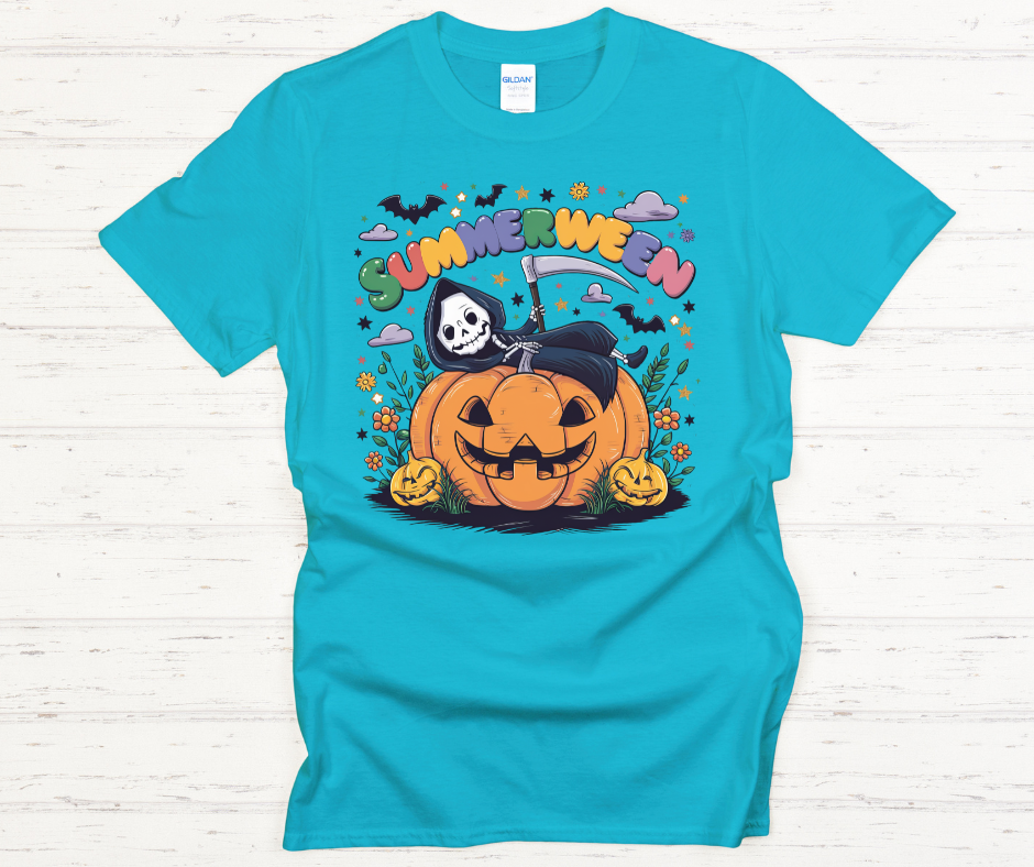 Summerween Reaper On A Float- Soft Comfy tee