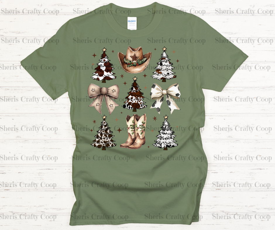 Western Coquette Christmas- DTF Transfer Print- Ready To Press