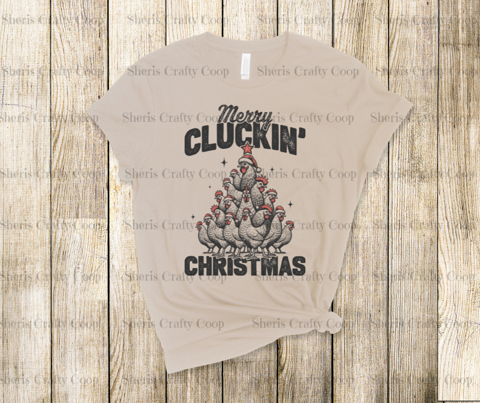 Merry Cluckin Chrismas Chicken Stack- DTF Transfer Print- Ready To Press