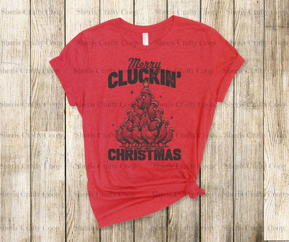 Merry Cluckin Chrismas Chicken Stack- DTF Transfer Print- Ready To Press