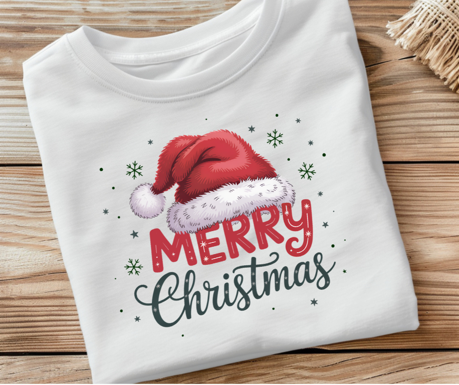 Merry Christmas Santa Hat- DTF Transfer Print Ready To Press