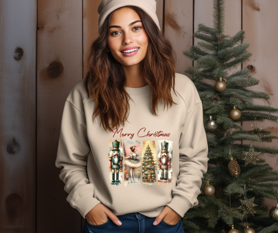 Nutcracker Merry Christmas Brushstroke- DTF Transfer Print Ready To Press