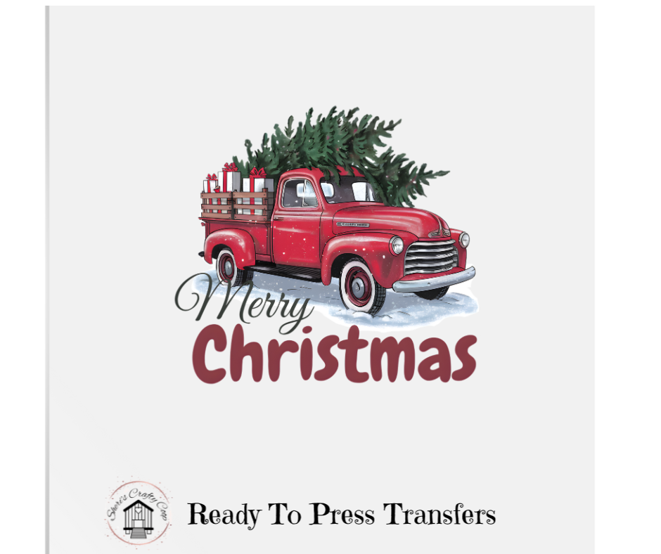 Vintage Red Truck Merry Christmas- DTF Transfer Print Ready To Press
