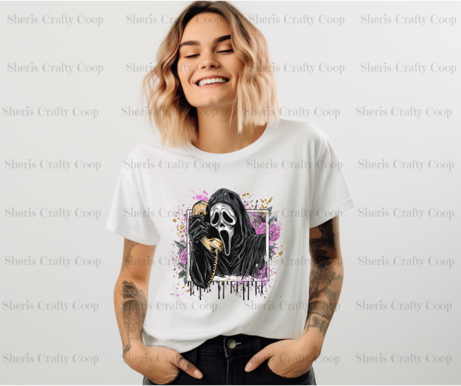 Ghostface Floral - DTF Transfer Print- Ready To Press