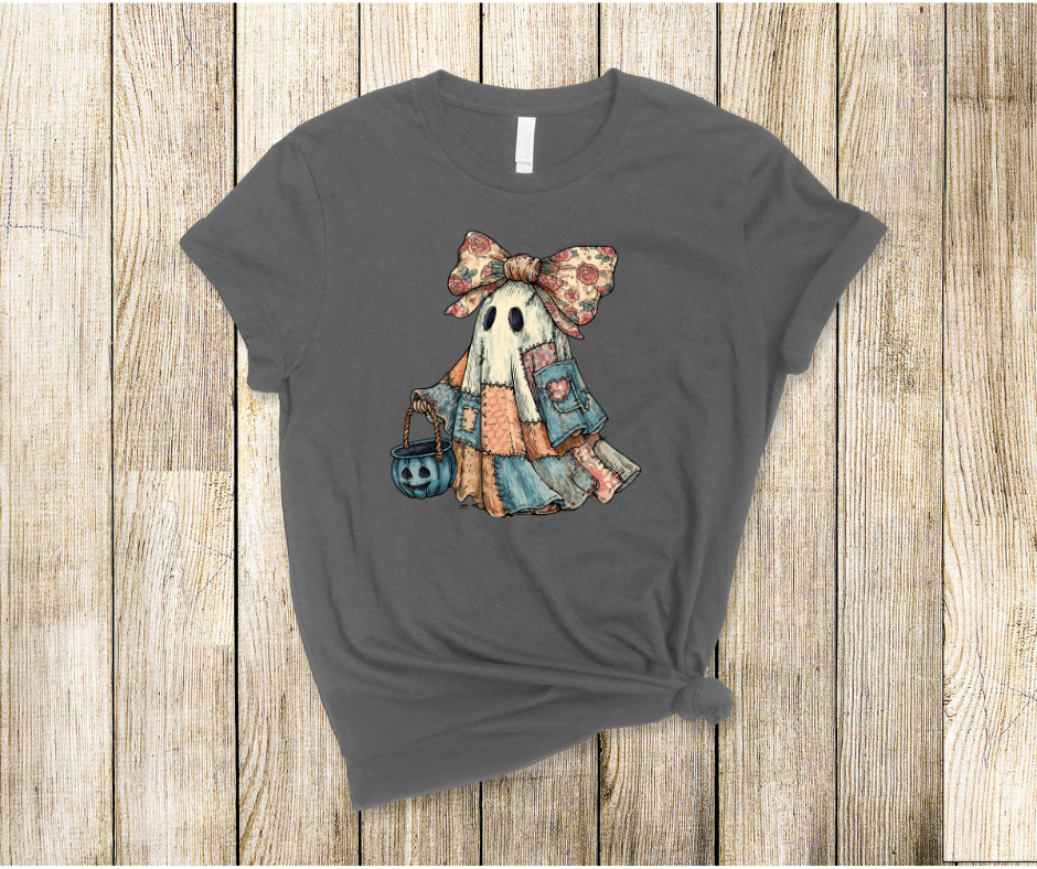 Retro Halloween Blue Denim Ghost- DTF Transer Print- Ready To Press