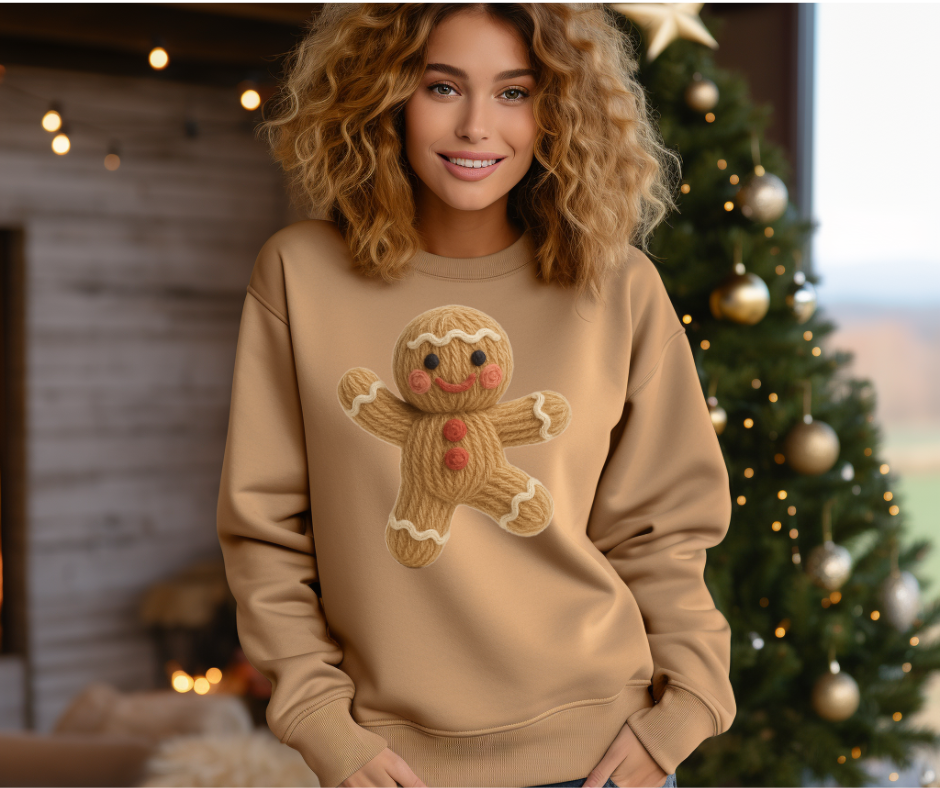Dancing Gingerbread Man-Faux Yarn-DTF Transfer Print(Only) Ready To Press
