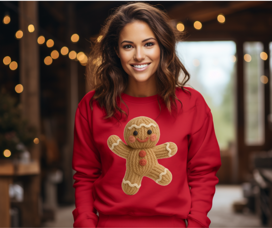 Dancing Gingerbread Man-Faux Yarn-DTF Transfer Print(Only) Ready To Press
