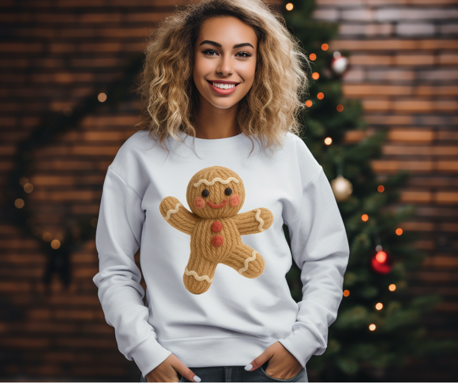 Dancing Gingerbread Man-Faux Yarn-DTF Transfer Print(Only) Ready To Press