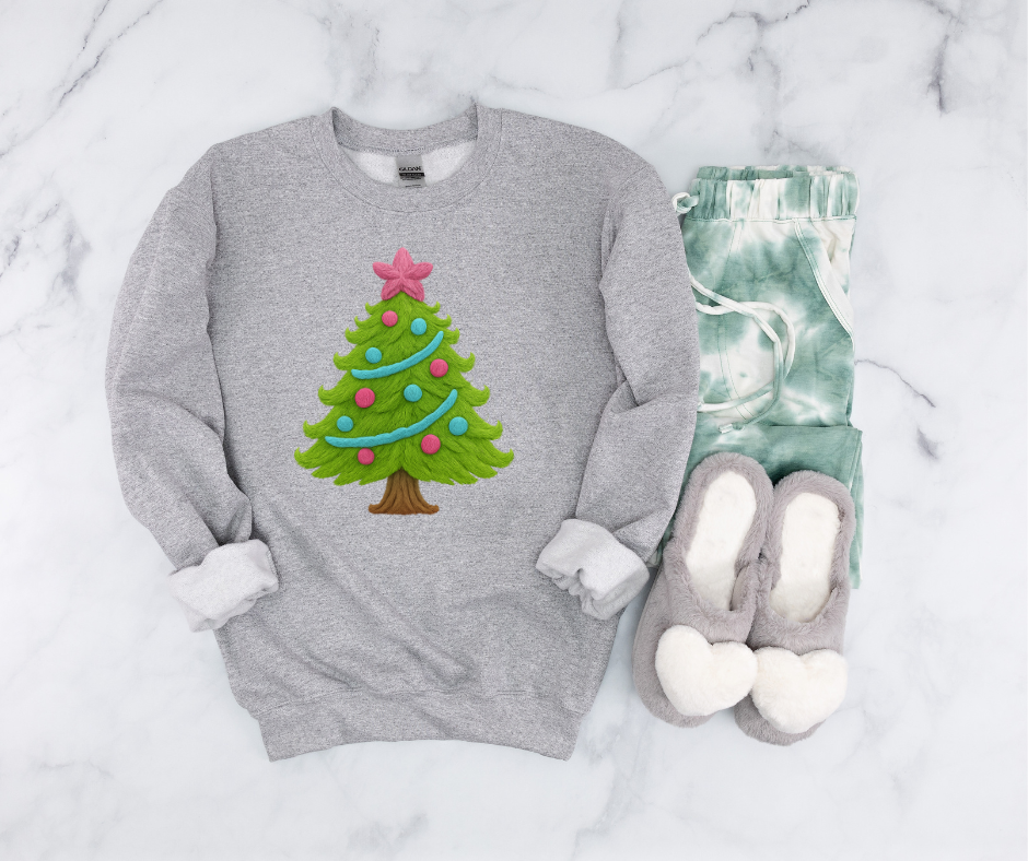 Christmas Tree-Faux Yarn-DTF Transfer Print(Only) Ready To Press