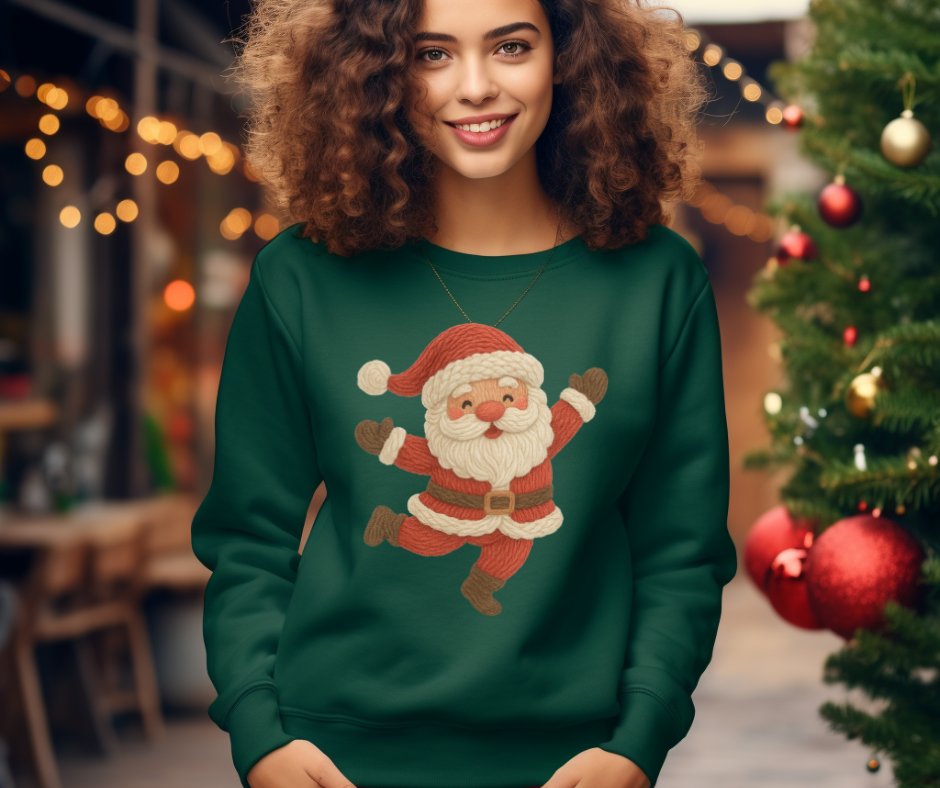 Dancing Santa-Faux Yarn-DTF Transfer Print(Only) Ready To Press