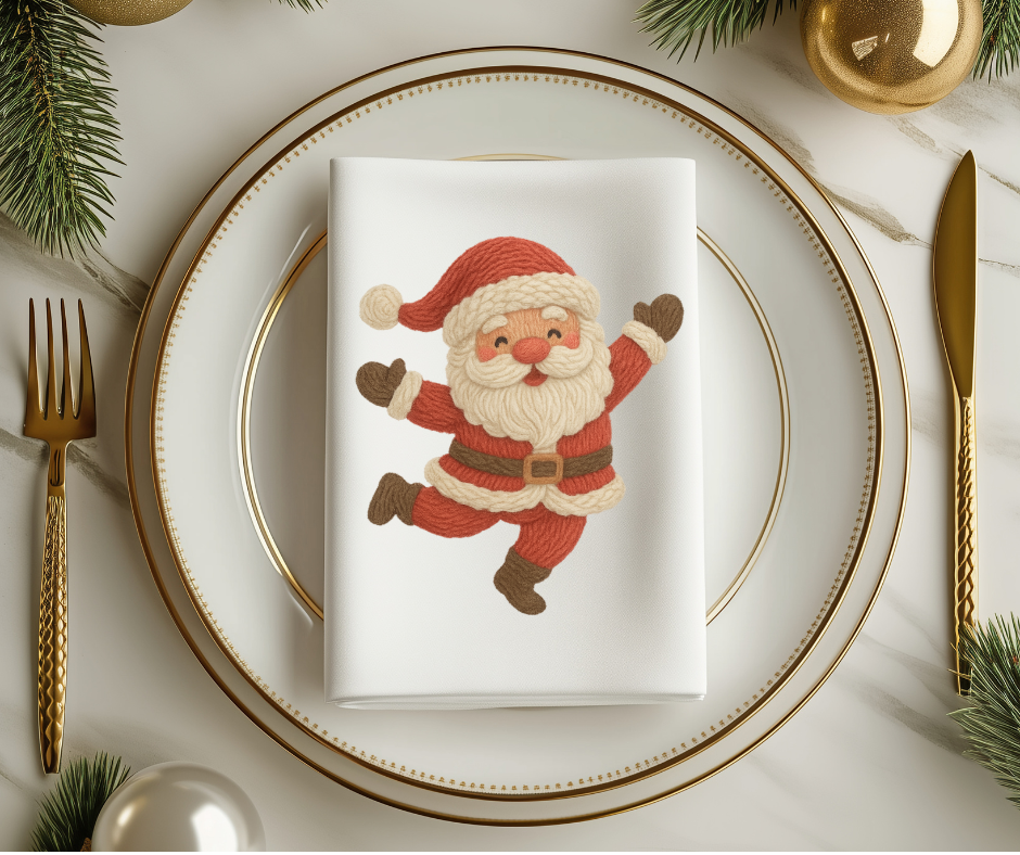 Dancing Santa-Faux Yarn-DTF Transfer Print(Only) Ready To Press