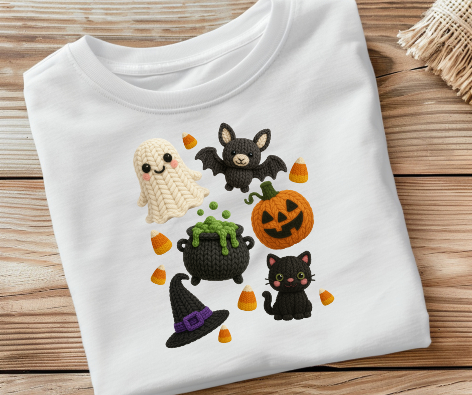 Halloween Things Faux Yarn- DTF Transer Print- Ready To Press