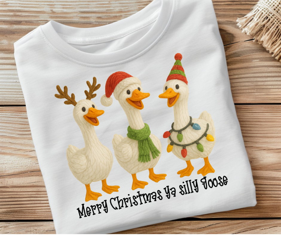 Merry Christma Ya Silly Goose-Faux Yarn-DTF Transfer Print(Only) Ready To Press