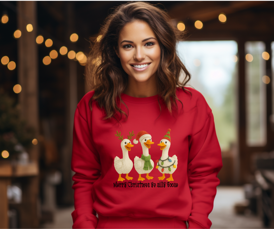 Merry Christma Ya Silly Goose-Faux Yarn-DTF Transfer Print(Only) Ready To Press