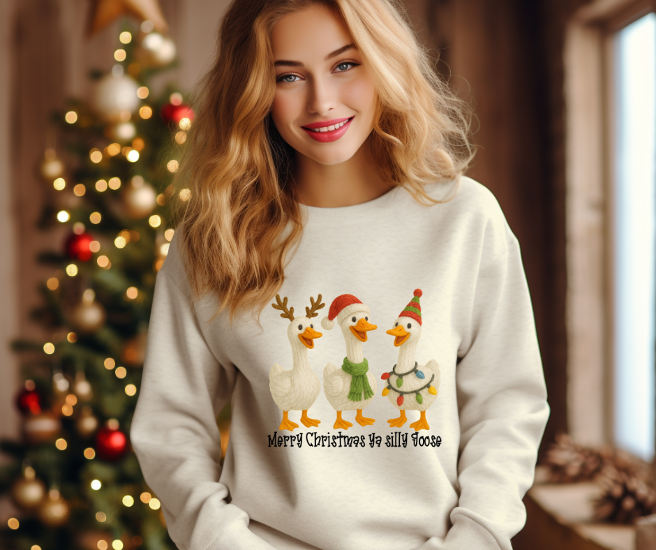 Merry Christma Ya Silly Goose-Faux Yarn-DTF Transfer Print(Only) Ready To Press