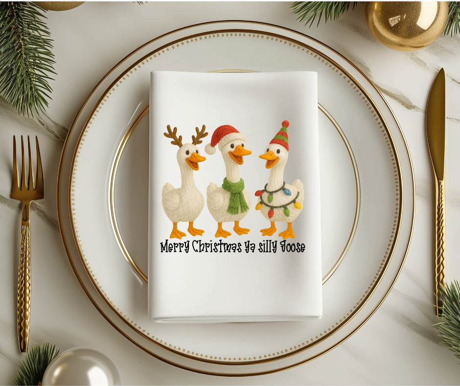 Merry Christma Ya Silly Goose-Faux Yarn-DTF Transfer Print(Only) Ready To Press