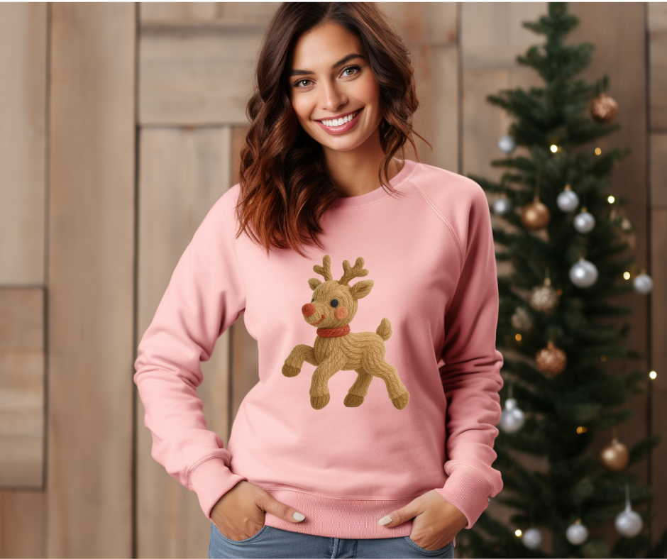 Rudolph-Faux Yarn-DTF Transfer Print(Only) Ready To Press