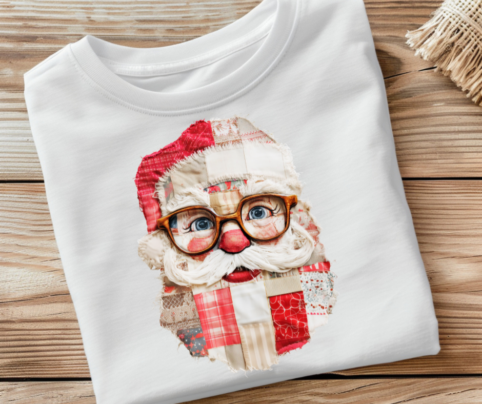 Vintage Patchwork Santa-DTF Transfer Print(Only) Ready To Press