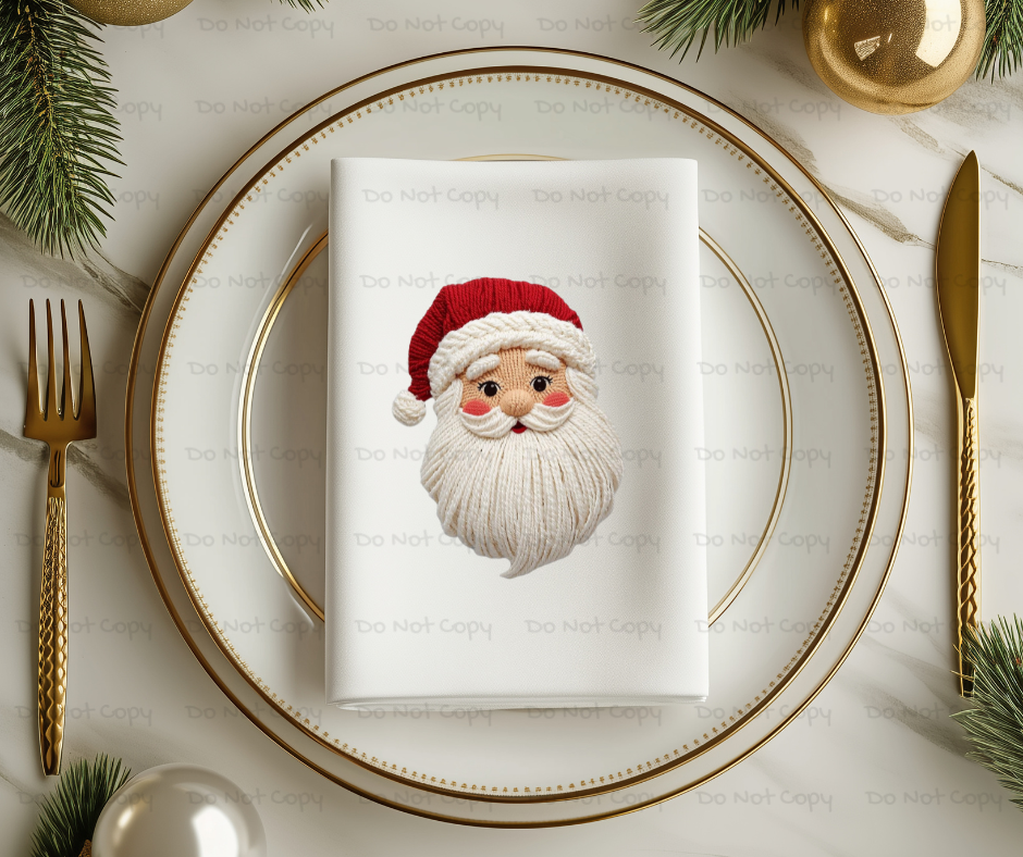 Red Vintage Santa-Faux Yarn-DTF Transfer Print(Only) Ready To Press