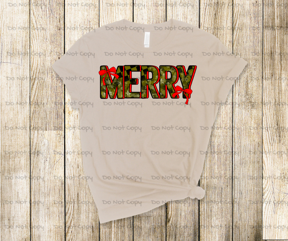 Camo Inspried Merry - DTF Transfer Print- Ready To Press