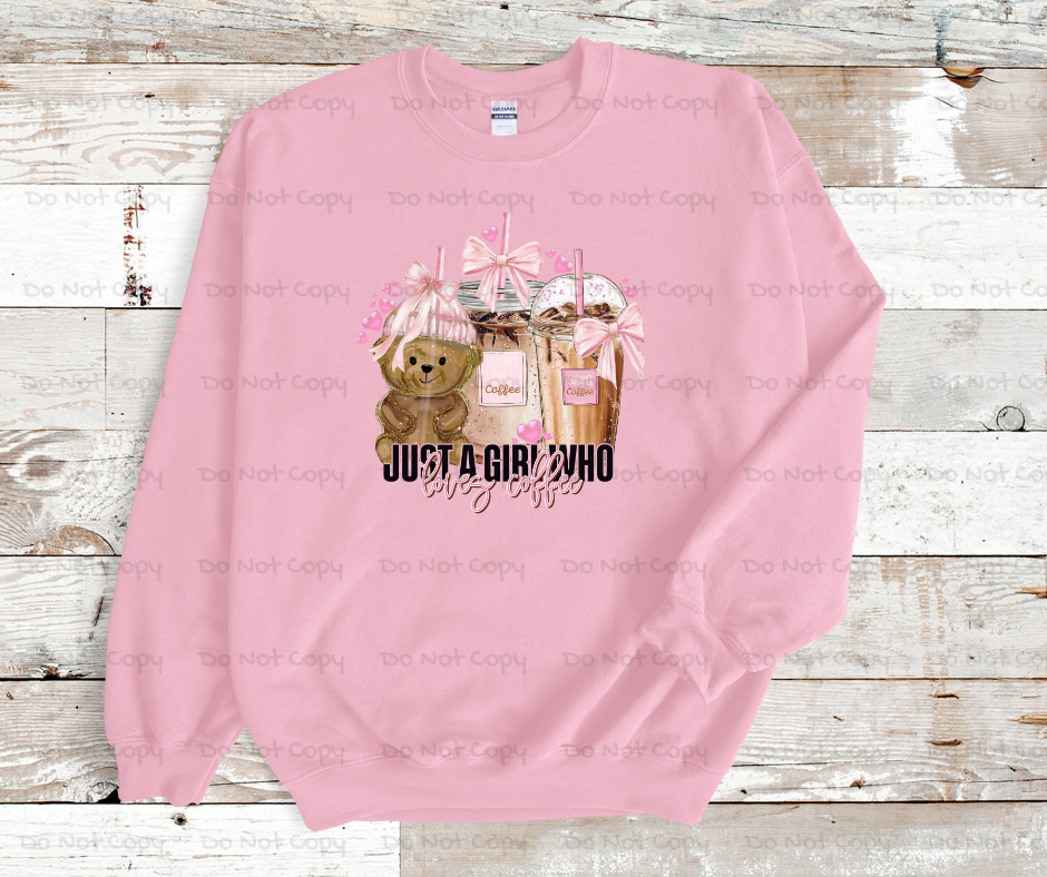Just A Girl Who Loves Coffee Bear-DTF Transfer Print(Only) Ready To Press